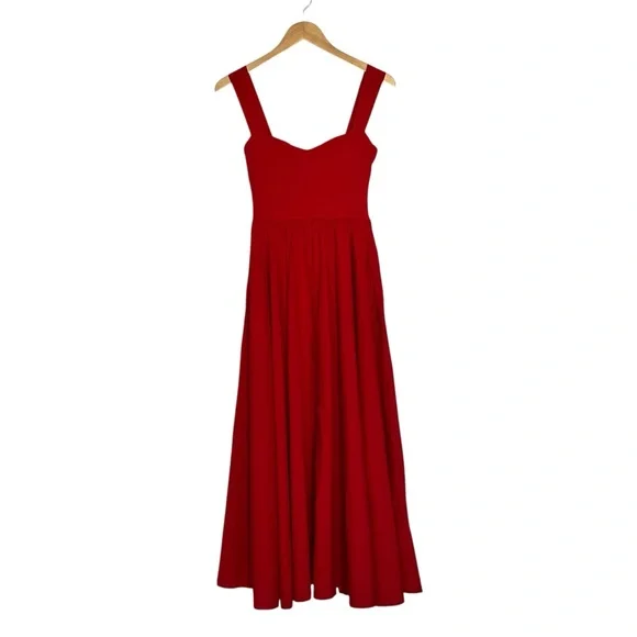 NEW J. CREW Sweetheart Tank Dress with Poplin Skirt A-Line in Red Size XS - Picture 3 of 5